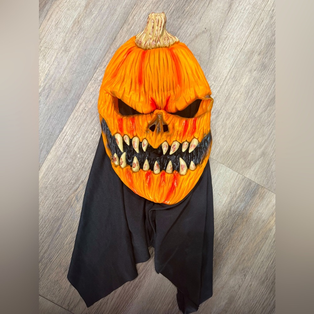 Vintage latex pumpkin head mask Halloween